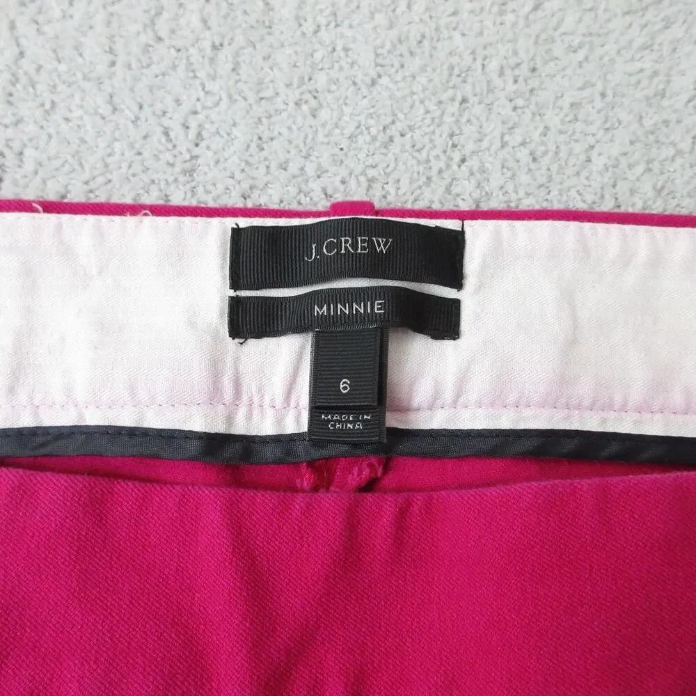 J. Crew Minnie Stretch Ankle Pants Womens 6 Pink Mid‎ Rise Casual Flat Front Zip